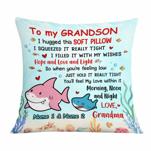 Personalized Shark Grandson Hug This Pillow