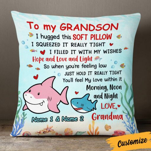 Personalized Shark Grandson Hug This Pillow