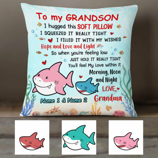 Personalized Shark Grandson Hug This Pillow