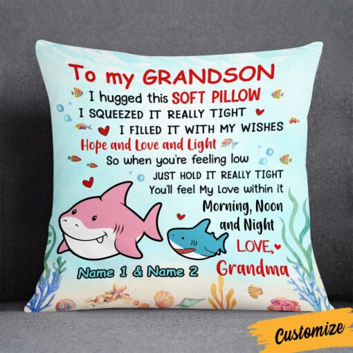 Personalized Shark Grandson Hug This Pillow