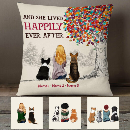 Personalized She Lived Happily Ever After With Dog Pillow