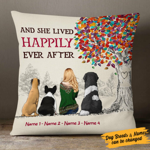 Personalized She Lived Happily Ever After With Dog Pillow