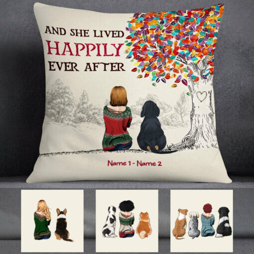 Personalized She Lived Happily Ever After With Dog Pillow