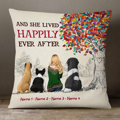 Personalized She Lived Happily Ever After With Dog Pillow