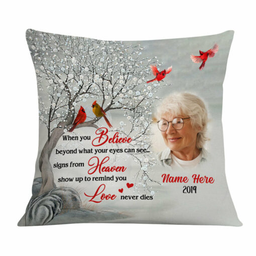 Personalized Signs From Heaven Memo Photo Mom Dad Pillow