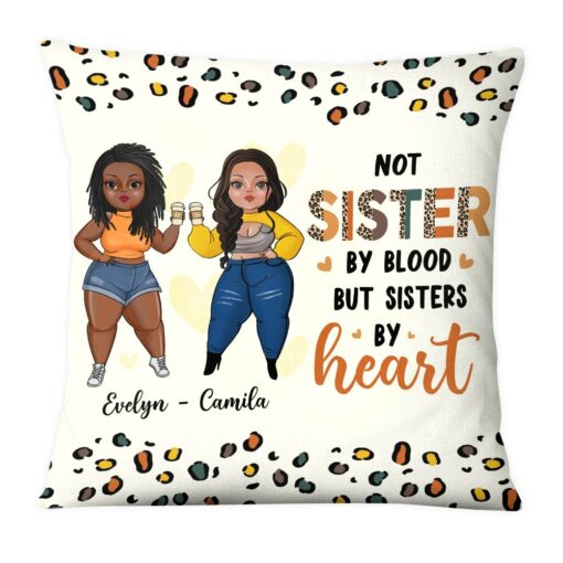 Personalized Sister By Heart Friend Leopard Print Pillow