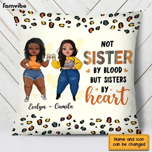 Personalized Sister By Heart Friend Leopard Print Pillow