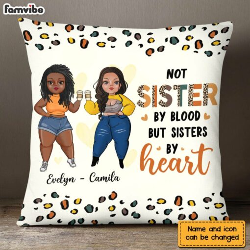 Personalized Sister By Heart Friend Leopard Print Pillow