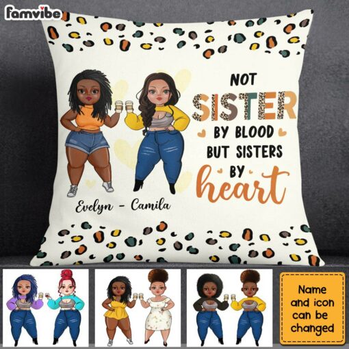 Personalized Sister By Heart Friend Leopard Print Pillow