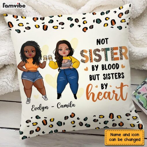 Personalized Sister By Heart Friend Leopard Print Pillow