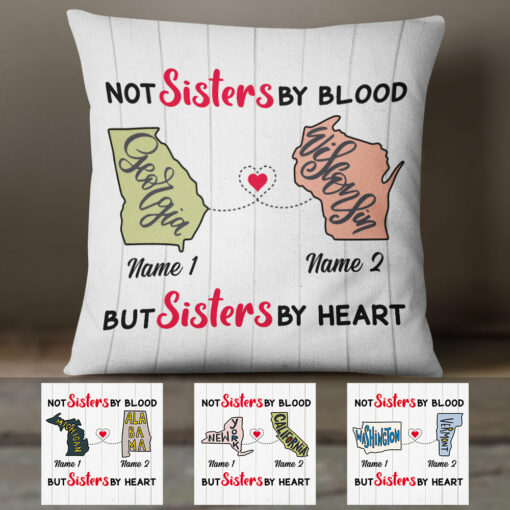 Personalized Sisters At Heart Long Distance Pillow