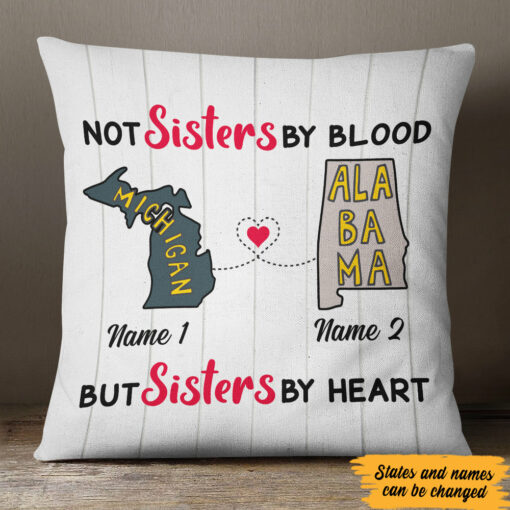 Personalized Sisters At Heart Long Distance Pillow