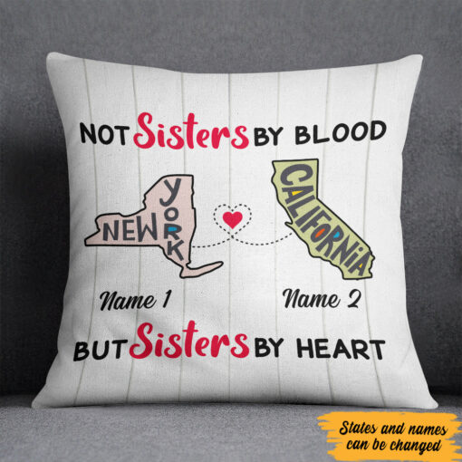 Personalized Sisters At Heart Long Distance Pillow