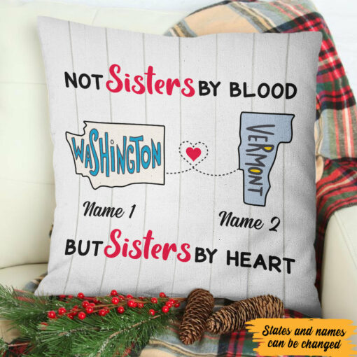 Personalized Sisters At Heart Long Distance Pillow