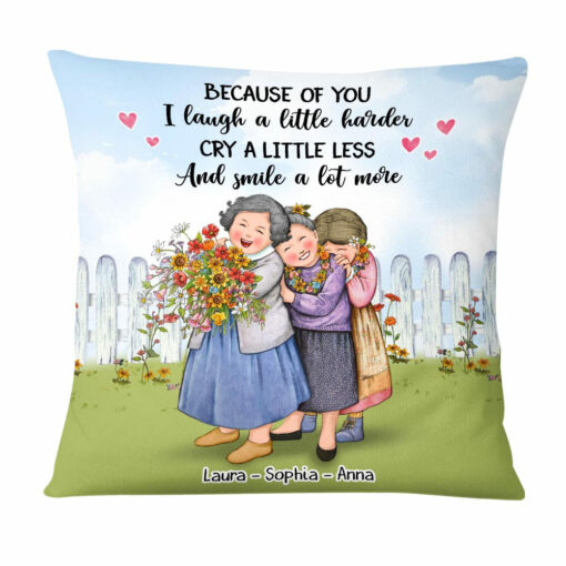 Personalized Sisters Friends Because Of You Pillow