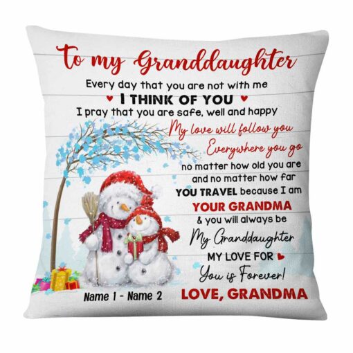 Personalized Snowman Granddaughter Christmas Pillow