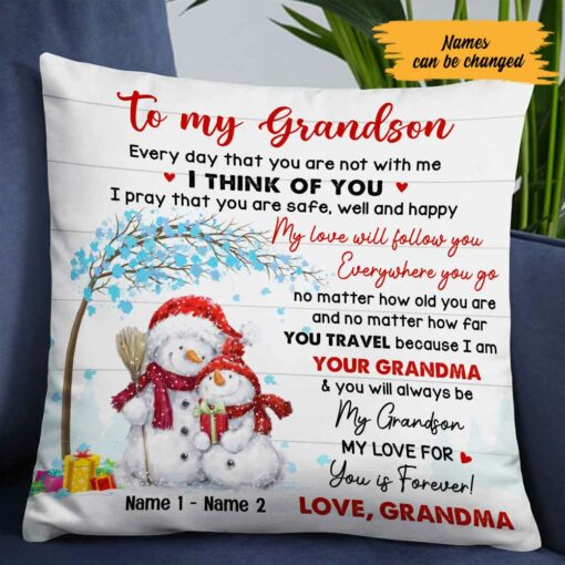 Personalized Snowman Granddaughter Christmas Pillow