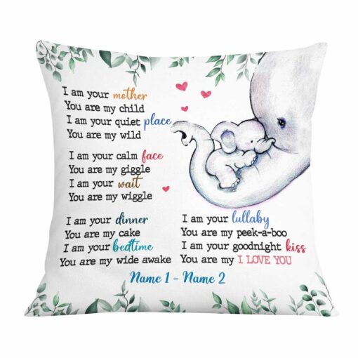 Personalized Son Daughter Mother Elephant Pillow