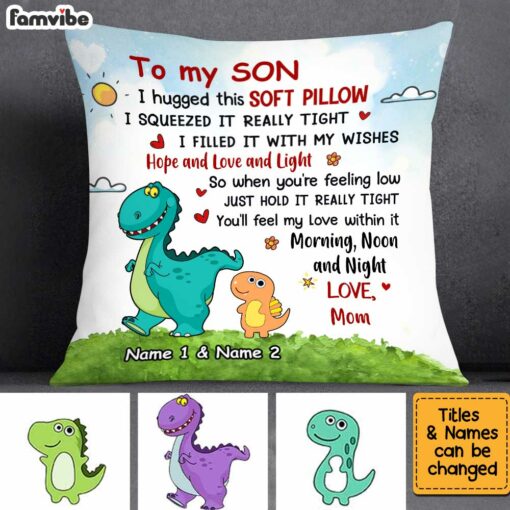 Personalized Son Dinosaur Pillow