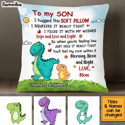 Personalized Son Dinosaur Pillow