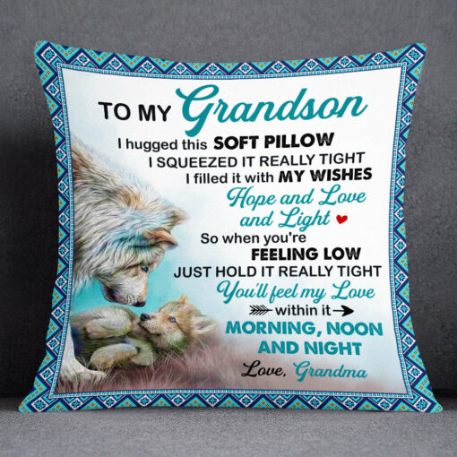 Personalized Son Grandson Wolf Hug This Pillow