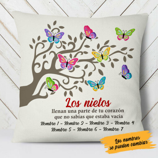 Personalized Spanish Abuela Butterfly Tree Grandma Pillow