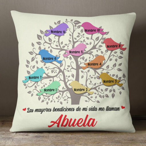 Personalized Spanish Abuela Family Tree Mom Grandma Pillow