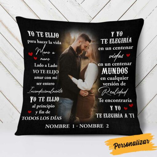 Personalized Spanish Couple Photo Pillow