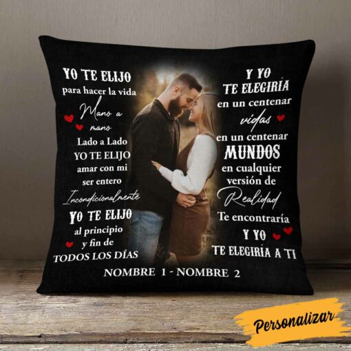 Personalized Spanish Couple Photo Pillow