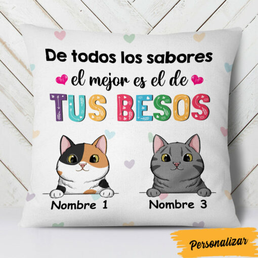 Personalized Spanish Gata Gato Cat Kiss Pillow