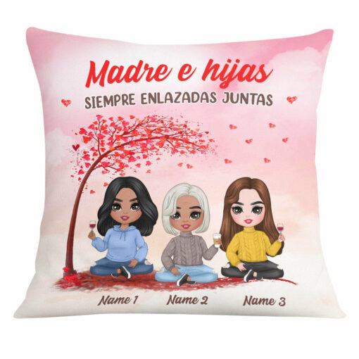 Personalized Spanish Mother Daughter Forever Linked Together Pillow