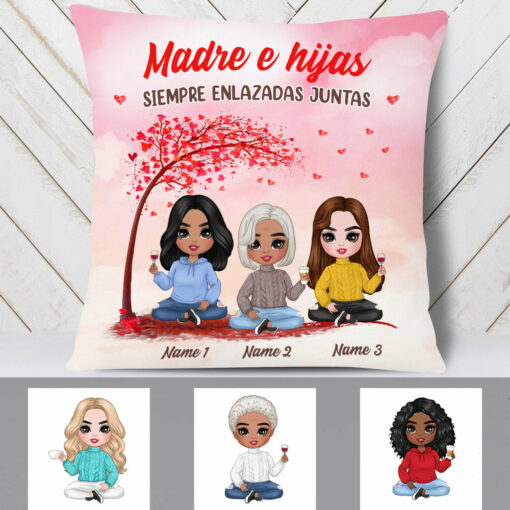 Personalized Spanish Mother Daughter Forever Linked Together Pillow