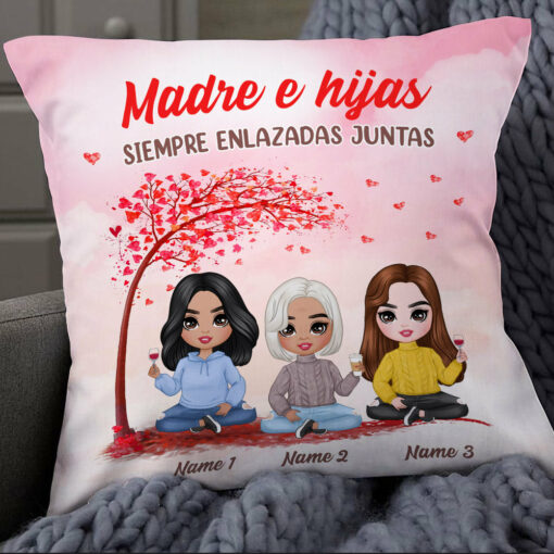 Personalized Spanish Mother Daughter Forever Linked Together Pillow