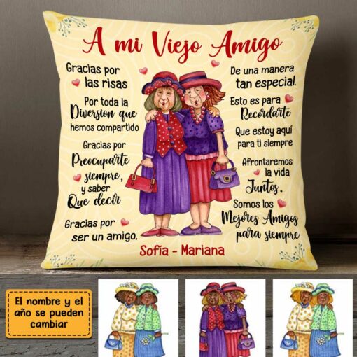 Personalized Spanish To My Old Friends Thank You For Pillow