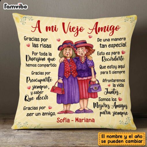 Personalized Spanish To My Old Friends Thank You For Pillow