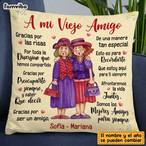 Personalized Spanish To My Old Friends Thank You For Pillow