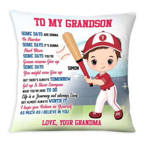 Personalized Sports Gift For Grandson Some Days Are Gonna Be Harder Pillow