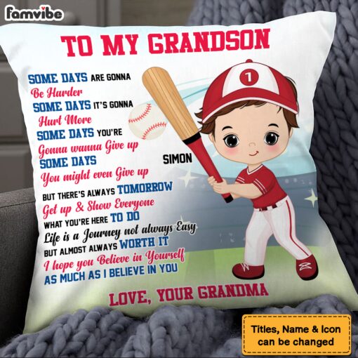 Personalized Sports Gift For Grandson Some Days Are Gonna Be Harder Pillow