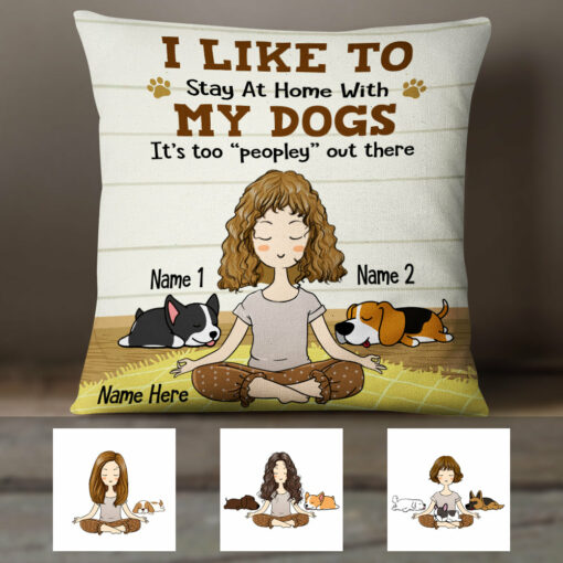 Personalized Stay At Home With Dog Pillow