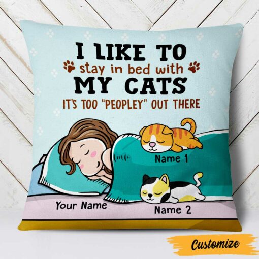 Personalized Stay In Bed With My Dog Cat Pillow