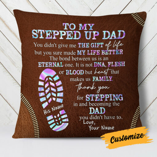 Personalized Stepped Up Dad Pillow