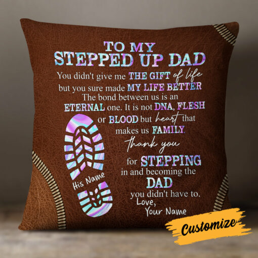 Personalized Stepped Up Dad Pillow