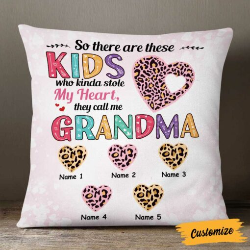 Personalized Stole Love Mom Grandma Heart Pillow