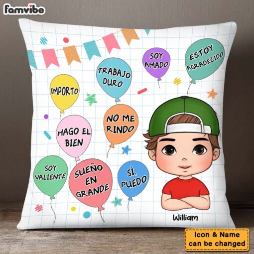 Personalized Sue�o En Grande Grandson Spanish Pillow