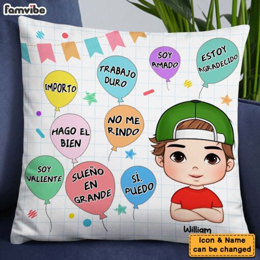 Personalized Sue�o En Grande Grandson Spanish Pillow