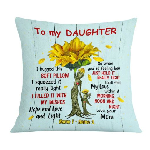 Personalized Sunflower Mom Grandma To Son Grandson Daughter Granddaughter Hug This Pillow