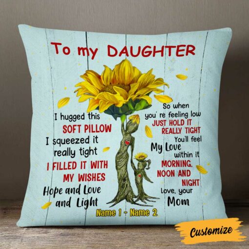 Personalized Sunflower Mom Grandma To Son Grandson Daughter Granddaughter Hug This Pillow