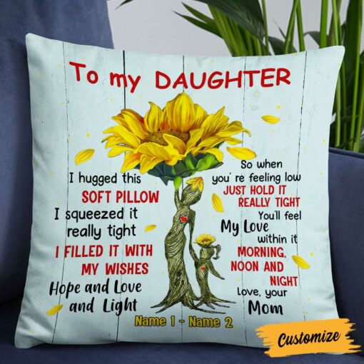 Personalized Sunflower Mom Grandma To Son Grandson Daughter Granddaughter Hug This Pillow