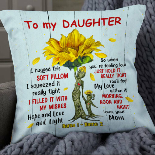 Personalized Sunflower Mom Grandma To Son Grandson Daughter Granddaughter Hug This Pillow