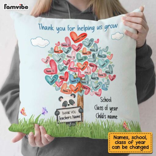 Personalized Teacher Tree Of Heart Pillow